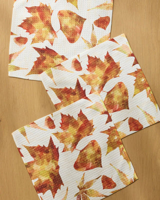 Geometry Painted Fall Dishcloth Set 3-Pack | Watercolor Maple Leaf