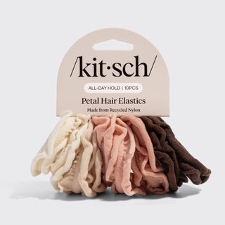 Recycled Fabric Petal Hair Elastics 10pc Set - Blush
