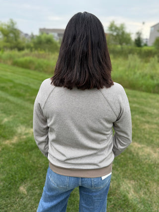 Staccato Pinstripe Crewneck Sweatshirt - Taupe
