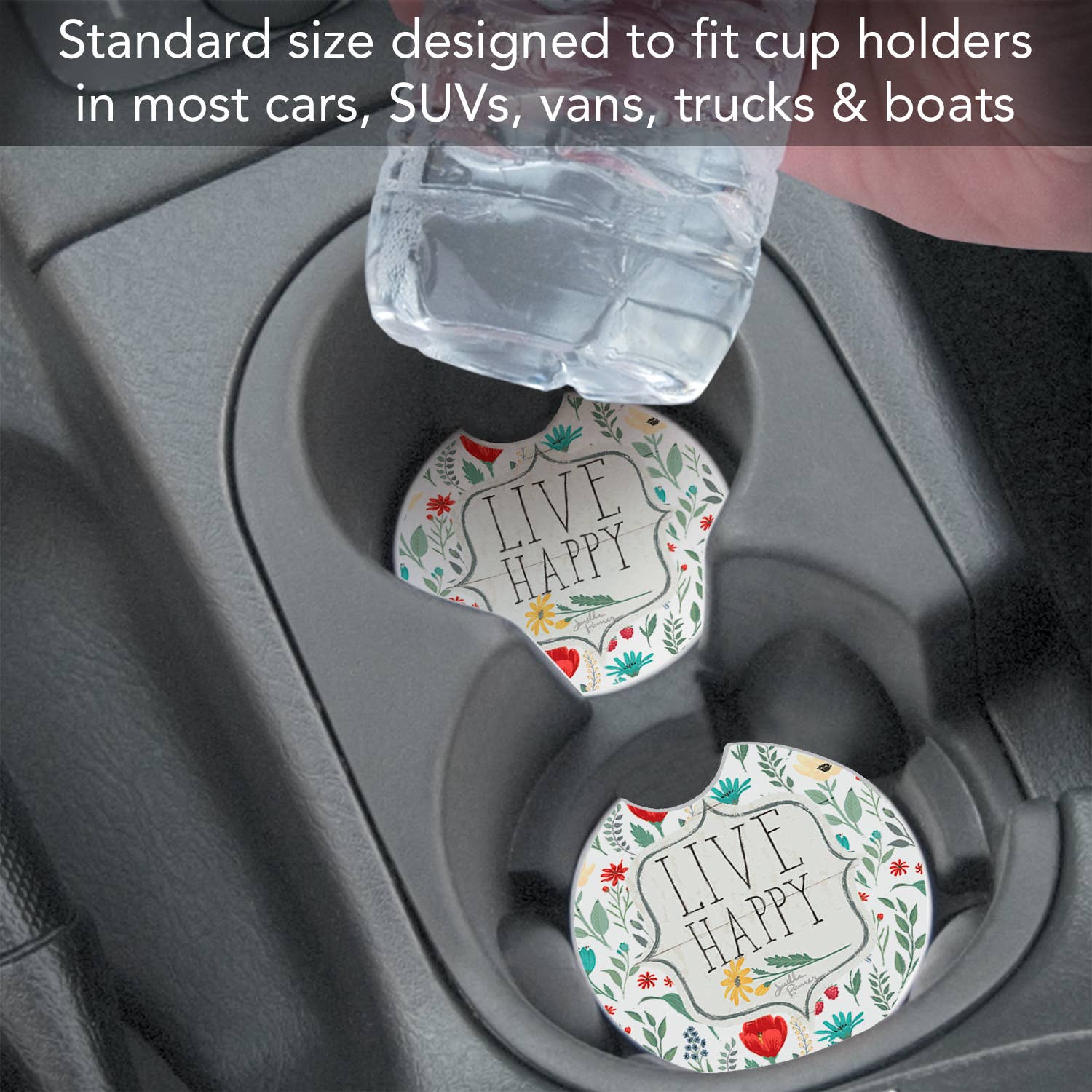 Blooming Thoughts Absorbent Stone Car Coaster 1 Pk