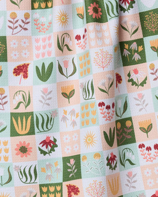 Geometry Patchwork Garden Tea Towel – Botanical Kitchen Towel