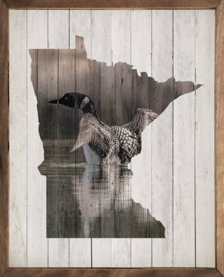 Minnesota Loon Whitewash Wall Art