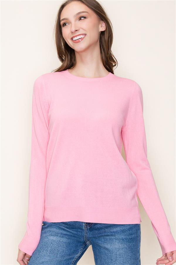 Solid Color Crew Neck Sweater