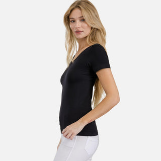 Seamless Reversible V-Neck Short Sleeve Top
