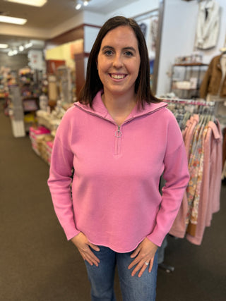 Women's O-Ring Half-Zip Mock Neck Sweater