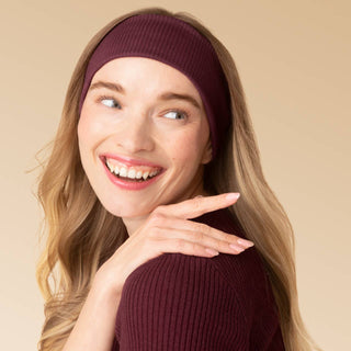 Ribbed Elastic Headband 2-Pack — Cherry Lacquer & Dusty Pink
