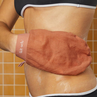 Kitsch Eco-Friendly Exfoliating Gloves 2-Pack – Black & Terracotta