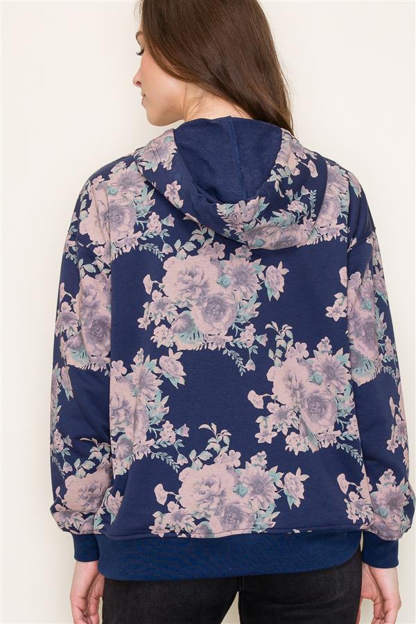 Floral Printed Hoodie Top