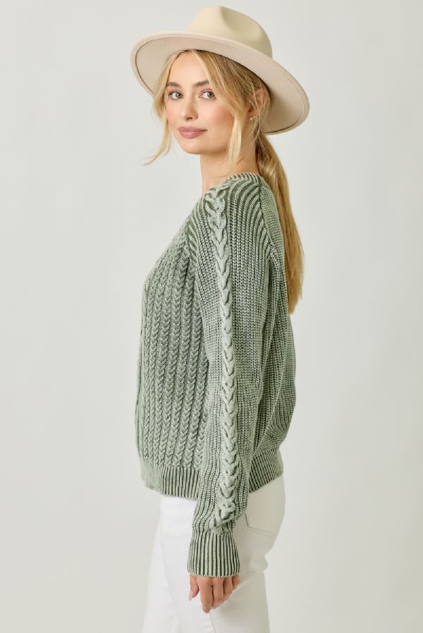 Washed Cable Sweater