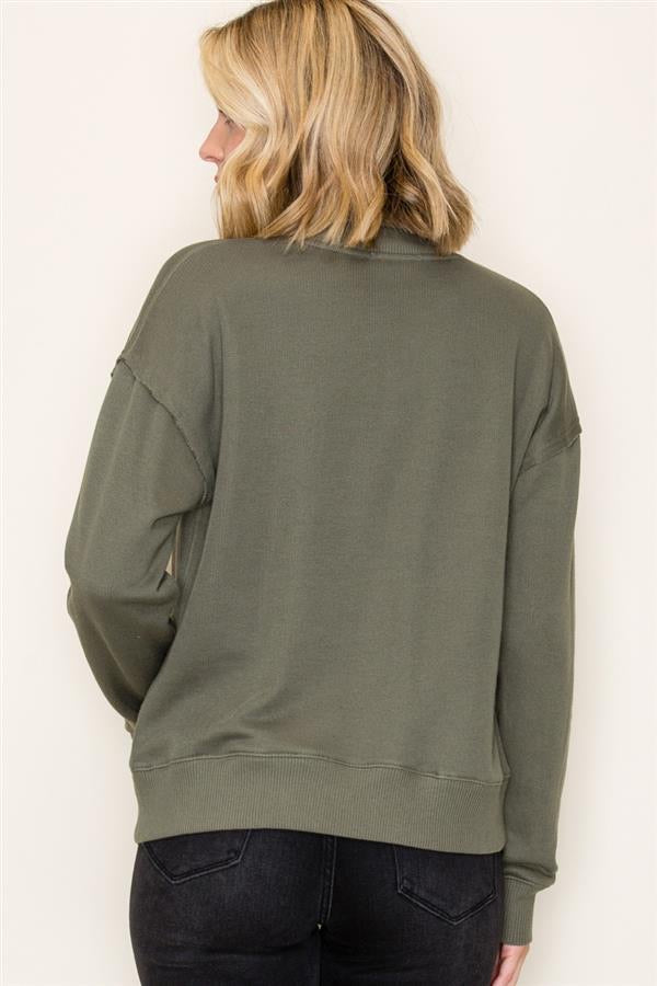 Snap Up Mock Neck Sweatshirt