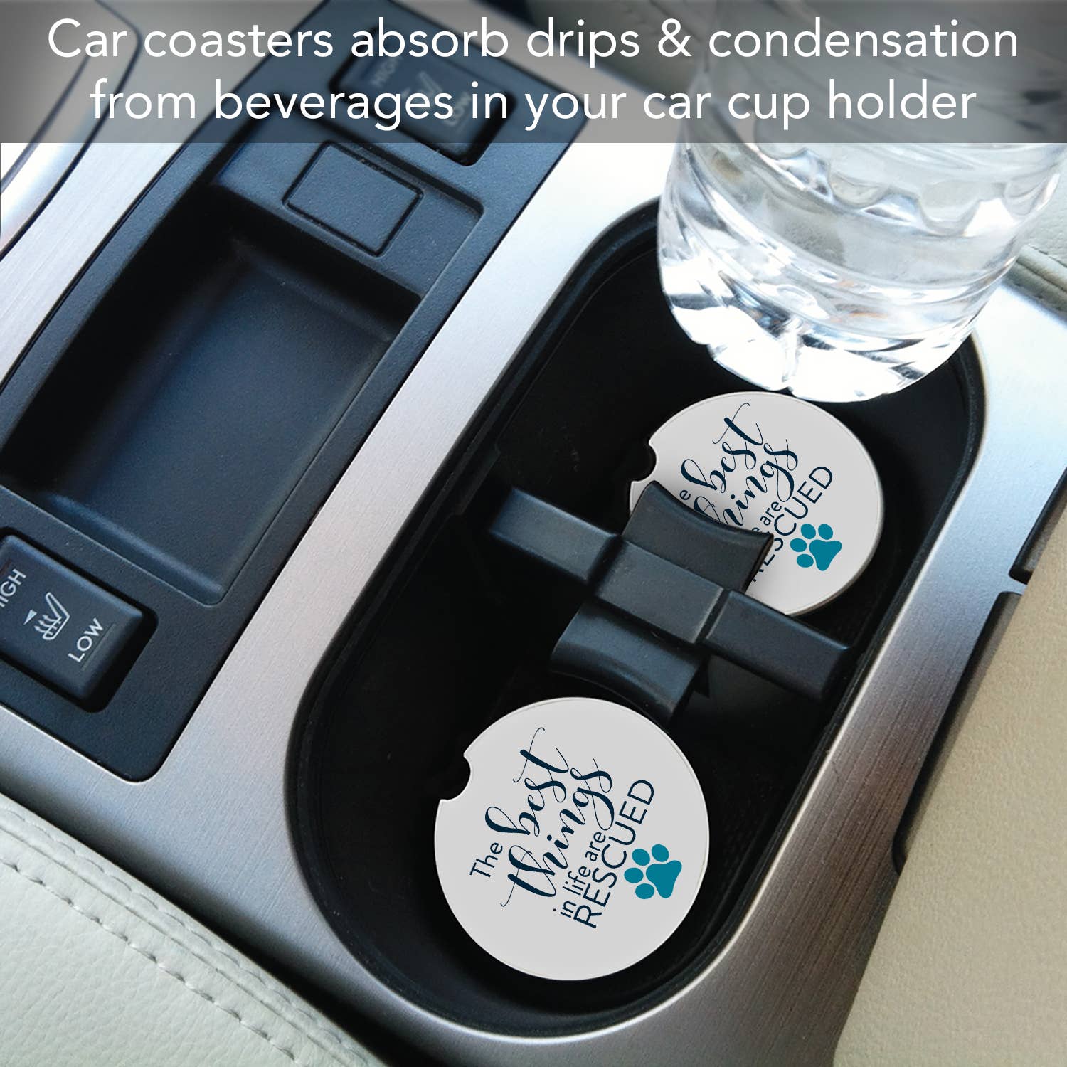 Rescued Absorbent Stone Car Coaster 1 Pk