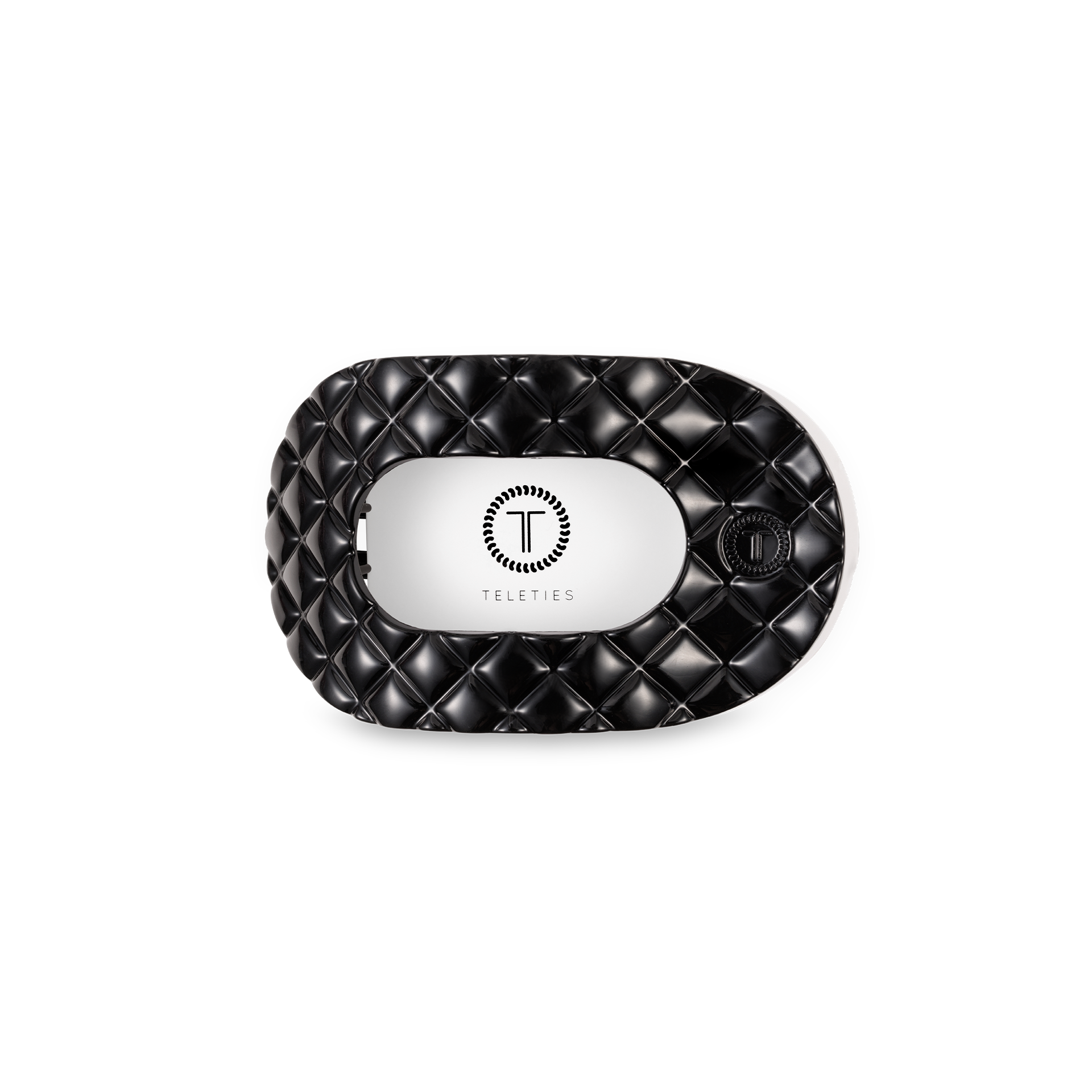 Flat Round Hair Clip | Small | Jet Black Quilted