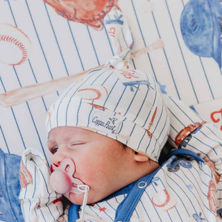 All Star Baseball Top Knot Baby Hat