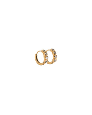 Colette Bezel-Set CZ Huggie Hoop Earrings – 9mm Gold Tone