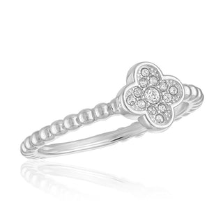 CZ Clover Silver Stack Ring