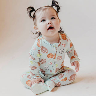 Sports Medley Zip-Up Footie Pajama