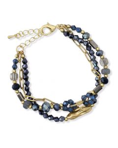 Blue & Gold Beaded Bracelet