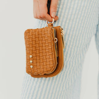 Woven Checkered Cameron Clippable Double Zip Wallet
