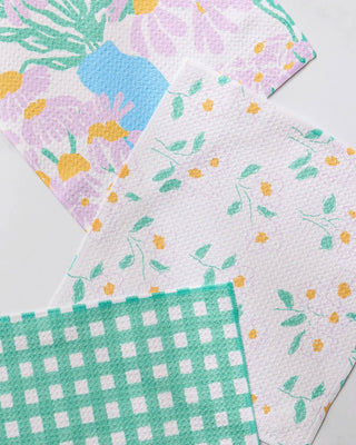 Geometry Dreaming of Florals Dishcloth Set of 3