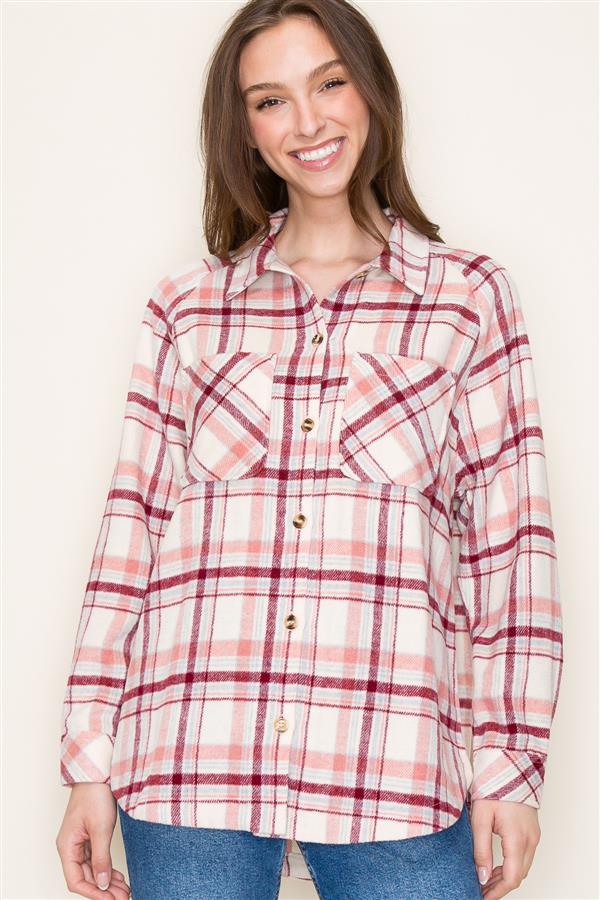 Collared Button Down Plaid Shirt