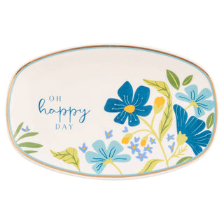 Oval Porcelain Floral Trinket Tray