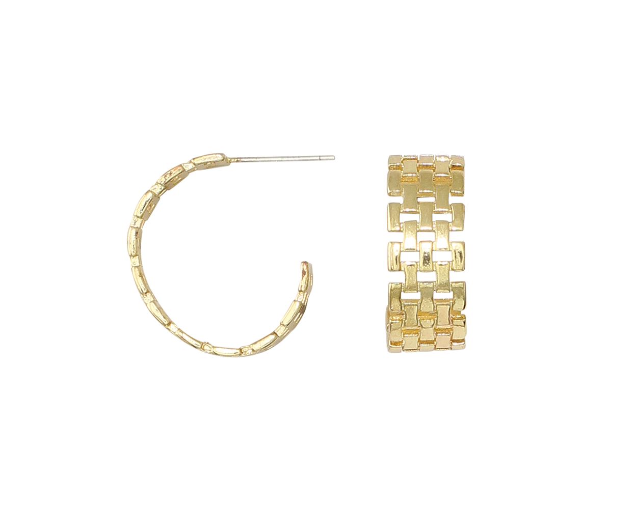 Woven Gold Link Hoop Earrings