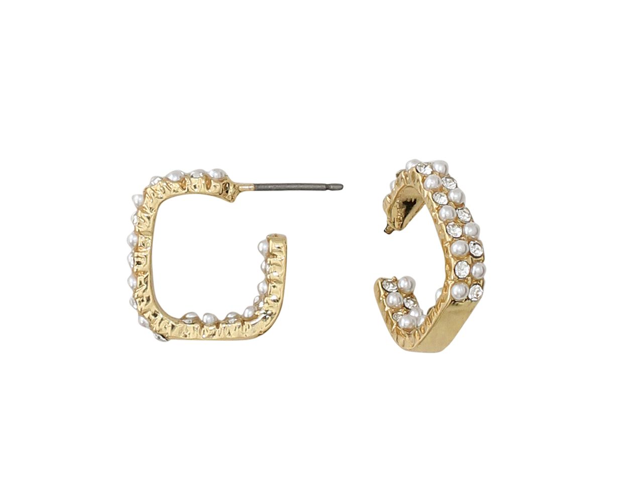Gold Hoops w/ Crystals & Pearls