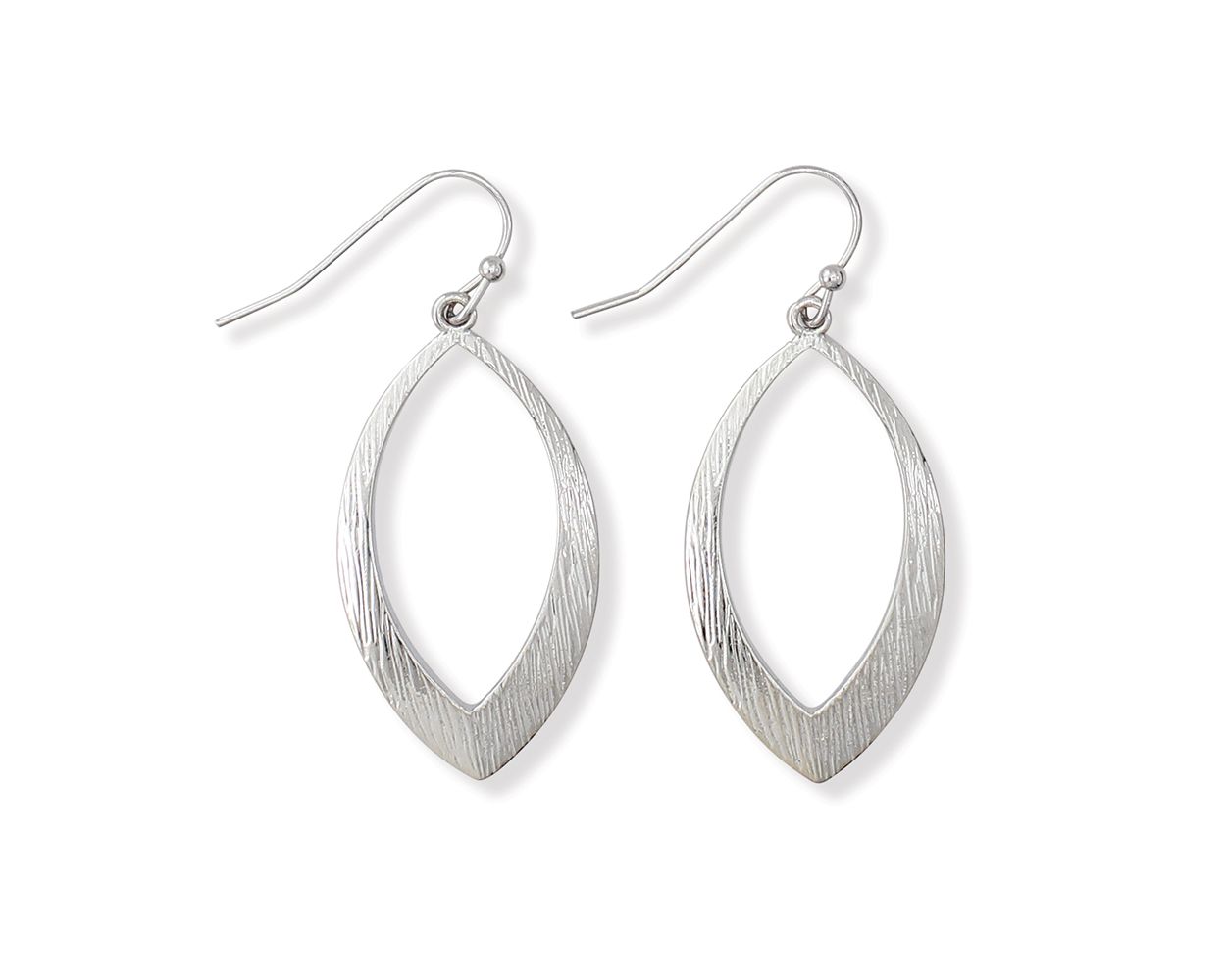 Brushed Silver Oval Earrings