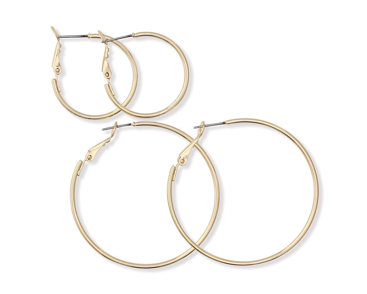 Duo Textured Gold Hoop Earrings