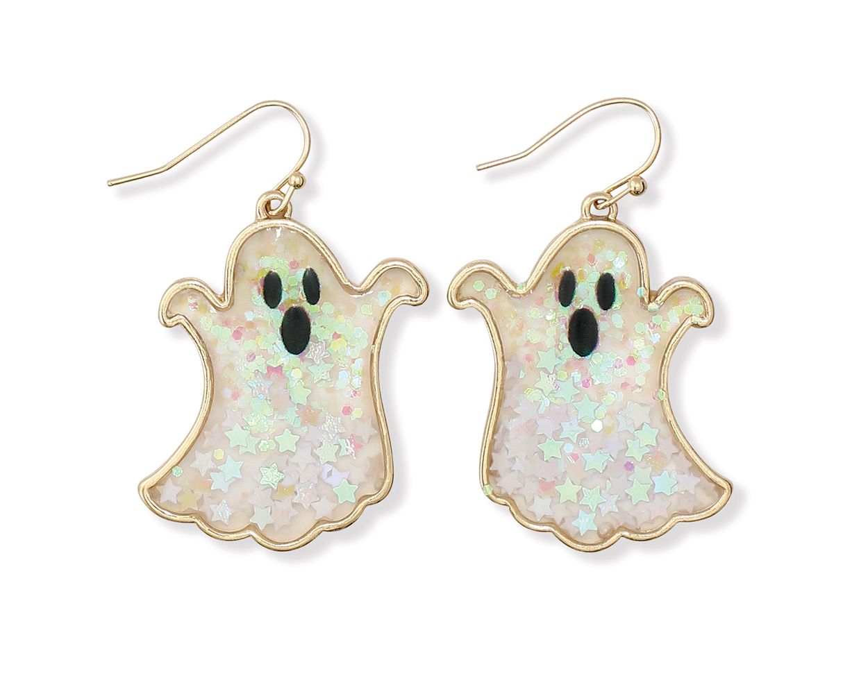Ghost w/ Glitter Stars Earrings