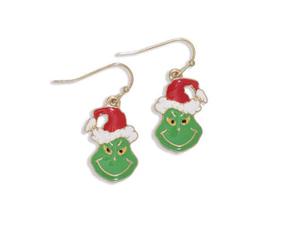 Women's Enamel Grinch Christmas Drop Earrings