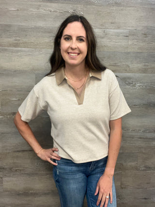 Calix Collared V-Neck Top FINAL SALE