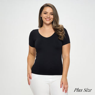 Seamless Reversible V-Neck Short Sleeve Top