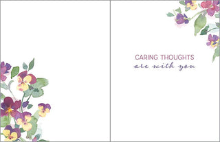 Purple Pansies Sympathy Greeting Card | Gold Foil Card