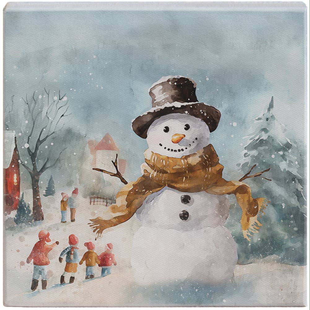 Snowman Town Scene Small Decorative Sign