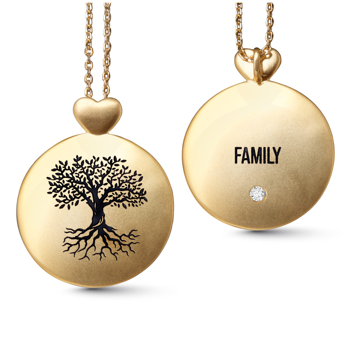 Gold Necklace w/ Family Tree Pendant