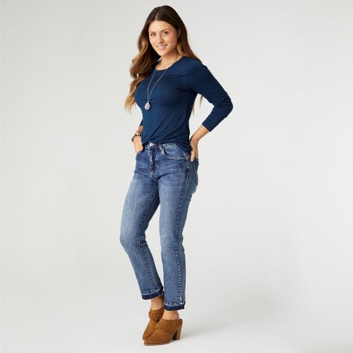 Everstretch Straight Ankle Contrast Bottom Jeans