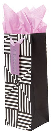 Mod Textile Black Bottle Gift Bag