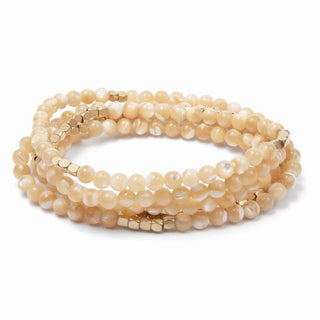 Scout Mother of Pearl & Gold Stone Wrap Bracelet & Necklace