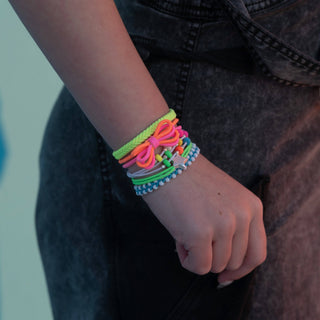 Glow Neon Hair Tie Bracelets with Silver Accents by K'lani