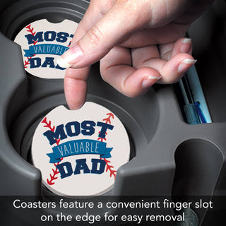 Most Valuable Dad Absorbent Stone Car Coaster 1pk
