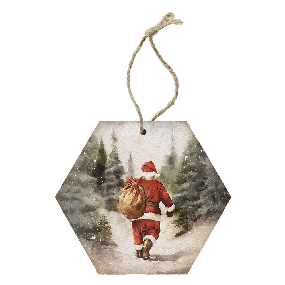 Santa Walking Art Honeycomb Ornaments