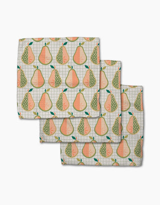 Geometry Mod Pears Dishcloth Set of 3 – Pear Print Kitchen Dishcloths