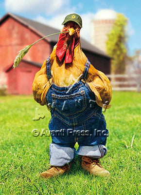Birthday Greeting Card Chicken In Overalls