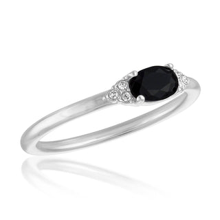 Jet Black Oval CZ Stack Ring