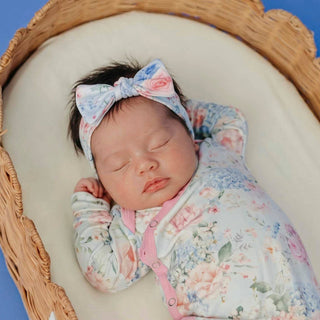 Genevieve Floral Knit Headband Bow