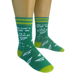 You Can't Scare Me I'm A Teacher | Funny Socks | Green Socks