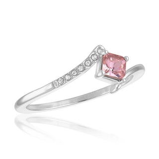 Light Rose Princess Cut Silver Stack Ring