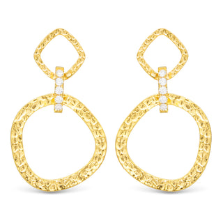 * Sydney Polished Hammered Drop Gold Earrings