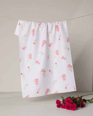 Geometry Rosy Cheeks Tea Towel – Pink Rose Bouquet Kitchen Towel